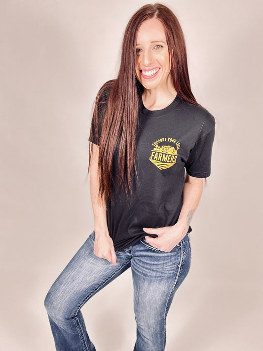 ‘Support Your Local Farmers’ Black Tee