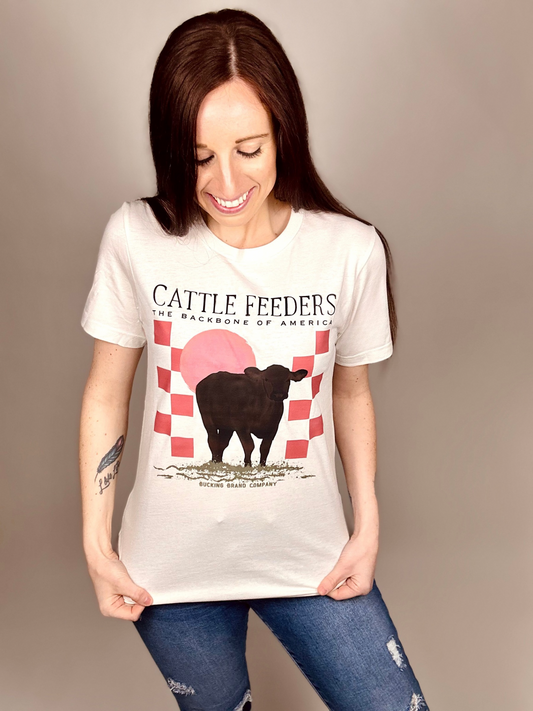 ‘Cattle Feeders: The Back Bone Of America’ Vintage White Tee
