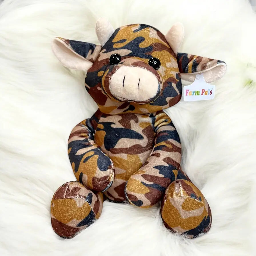 Mustard Camo Plush Cow-Medium Farm Pal