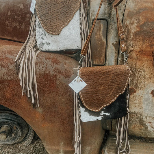 Myra Cowhide & Leather Western Fringe Bag - Crossbody