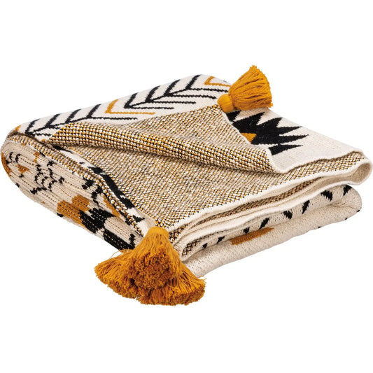 Saffron and Black Aztec Throw Blanket