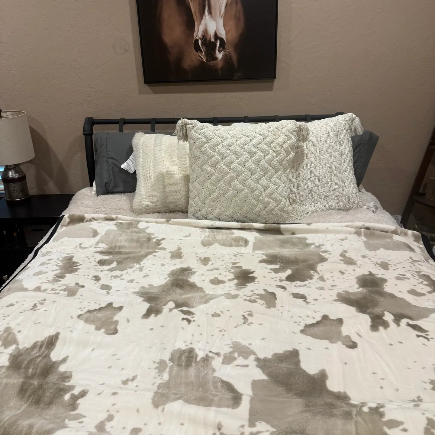 Plush Cowprint Large Throw Blanket