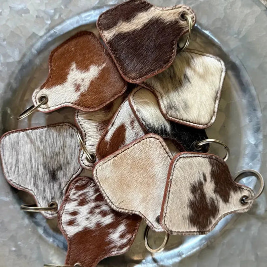 Cowhide Cowtag Keychain