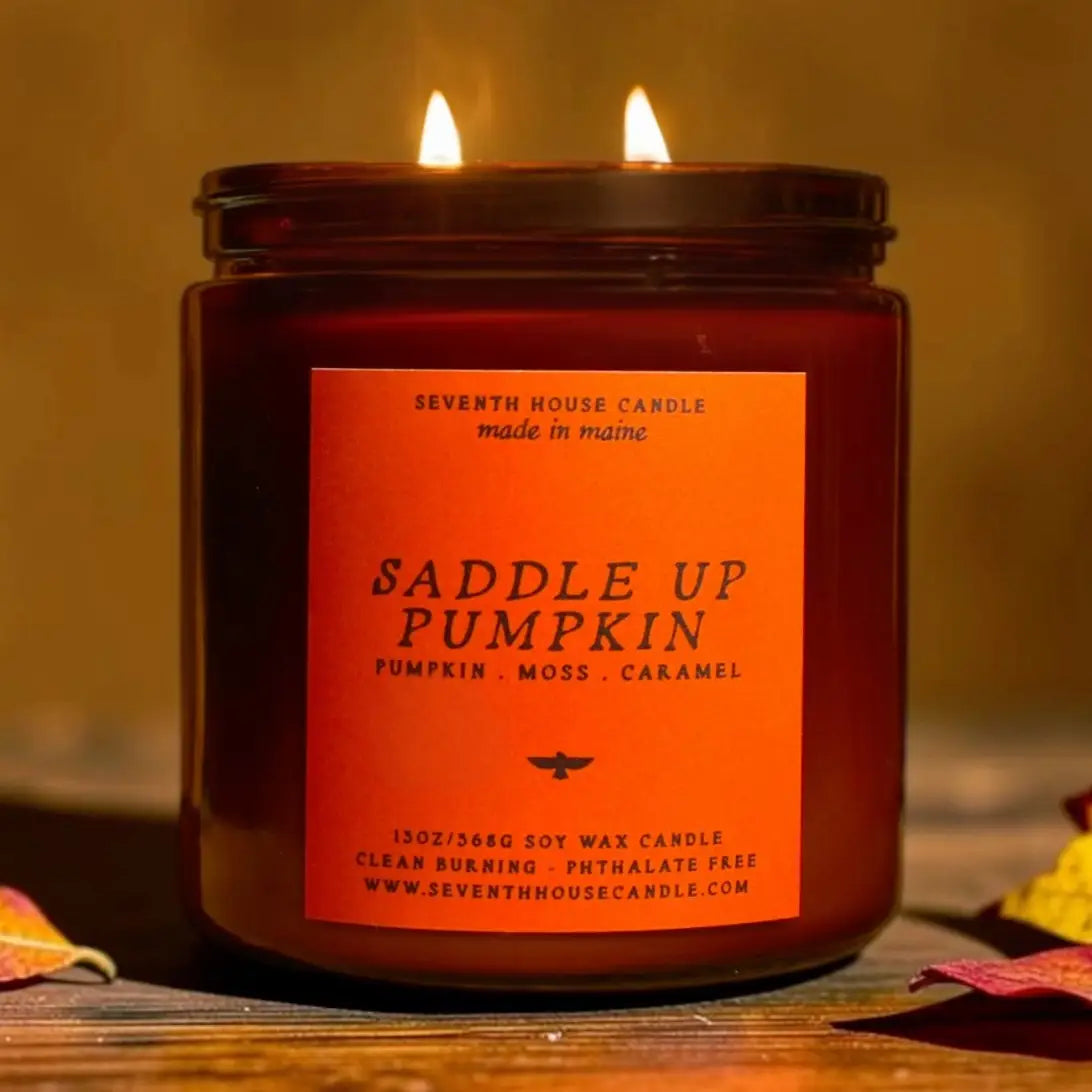 Saddle Up Pumpkin - Pumpkin, Moss, Caramel Candle-13oz