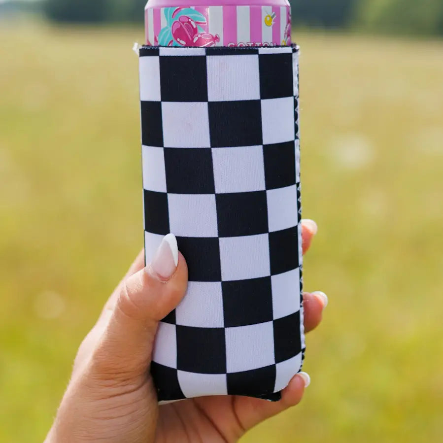 Black & White Checkered Koozie