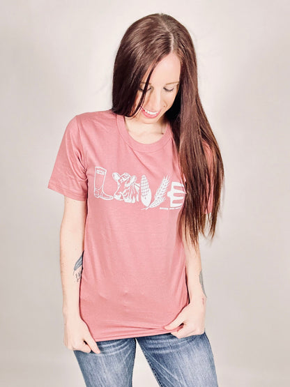 ‘Farm Love’ Mauve Tee
