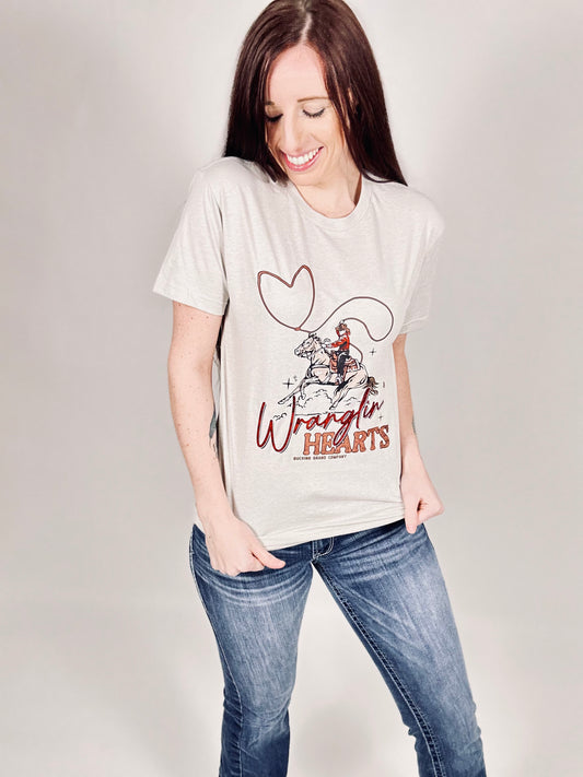 ‘Wranglin Hearts’ Sand Tee