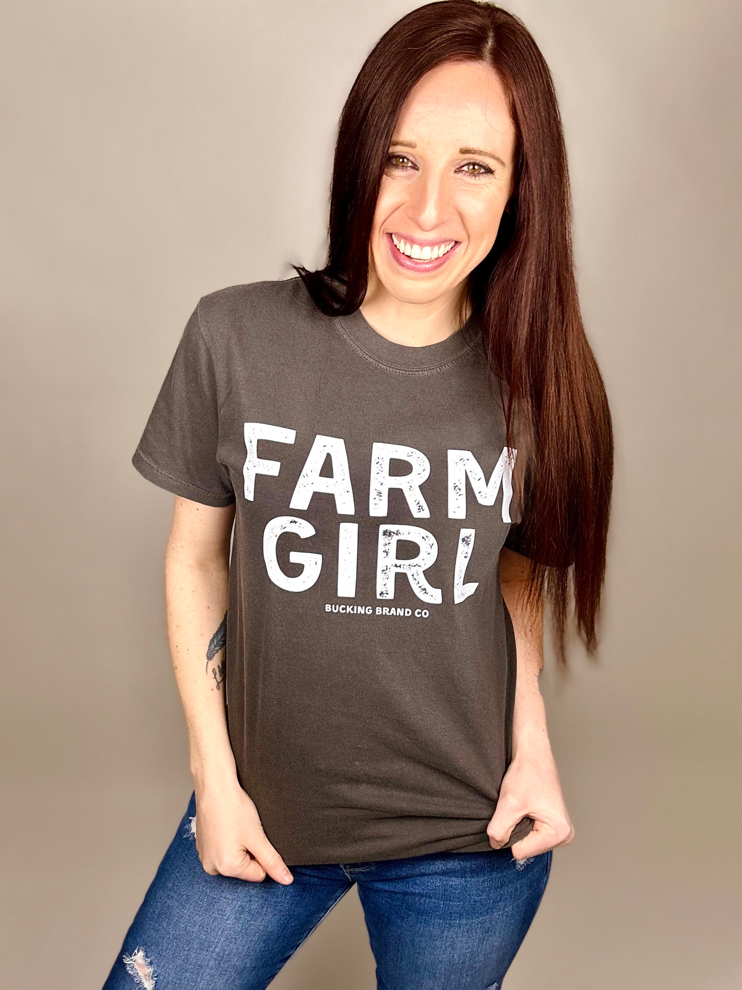 ‘Farm Girl’ Charcoal Tee