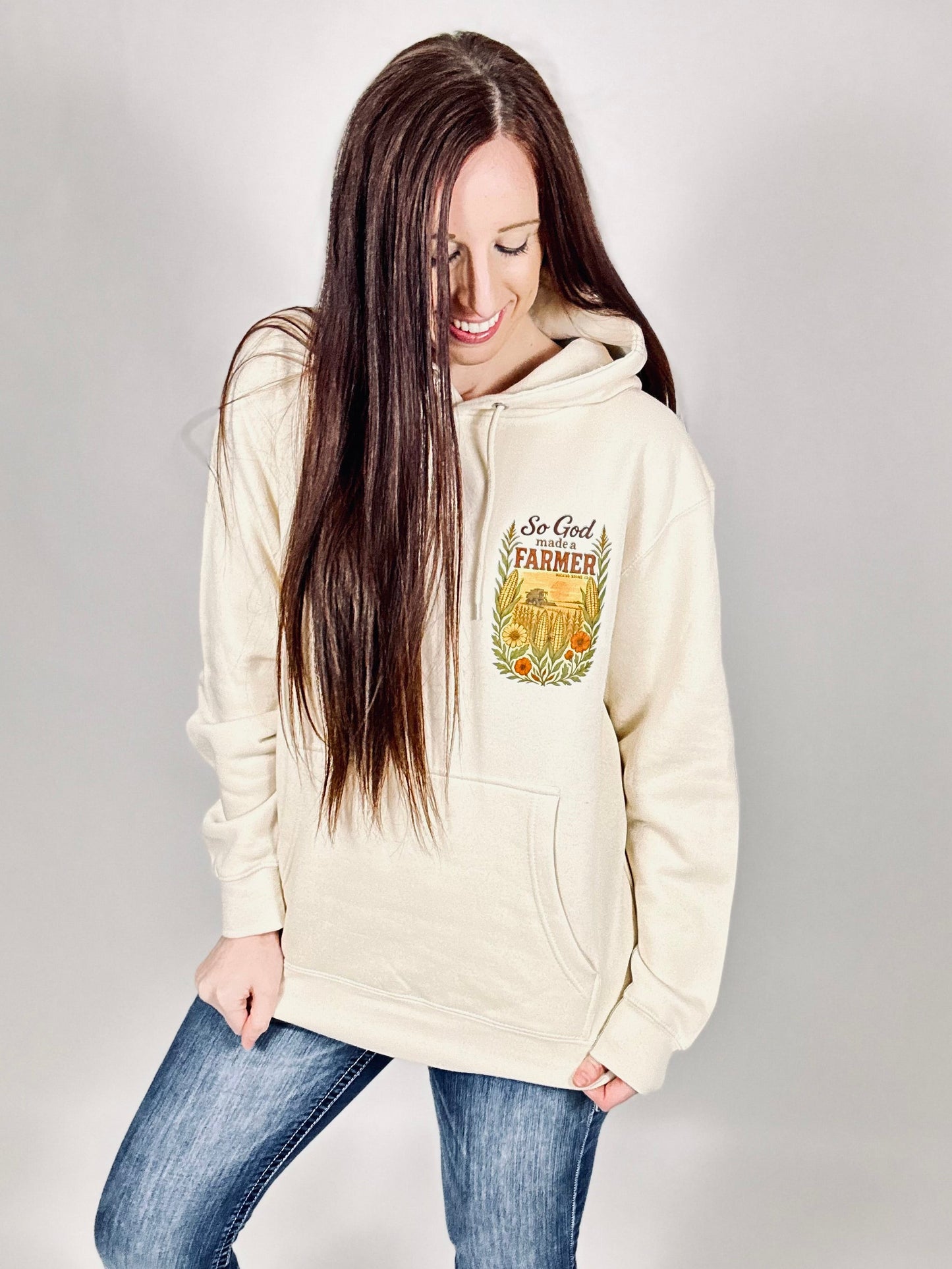 ‘So God Made A Farmer’ Sandshell Hoodie