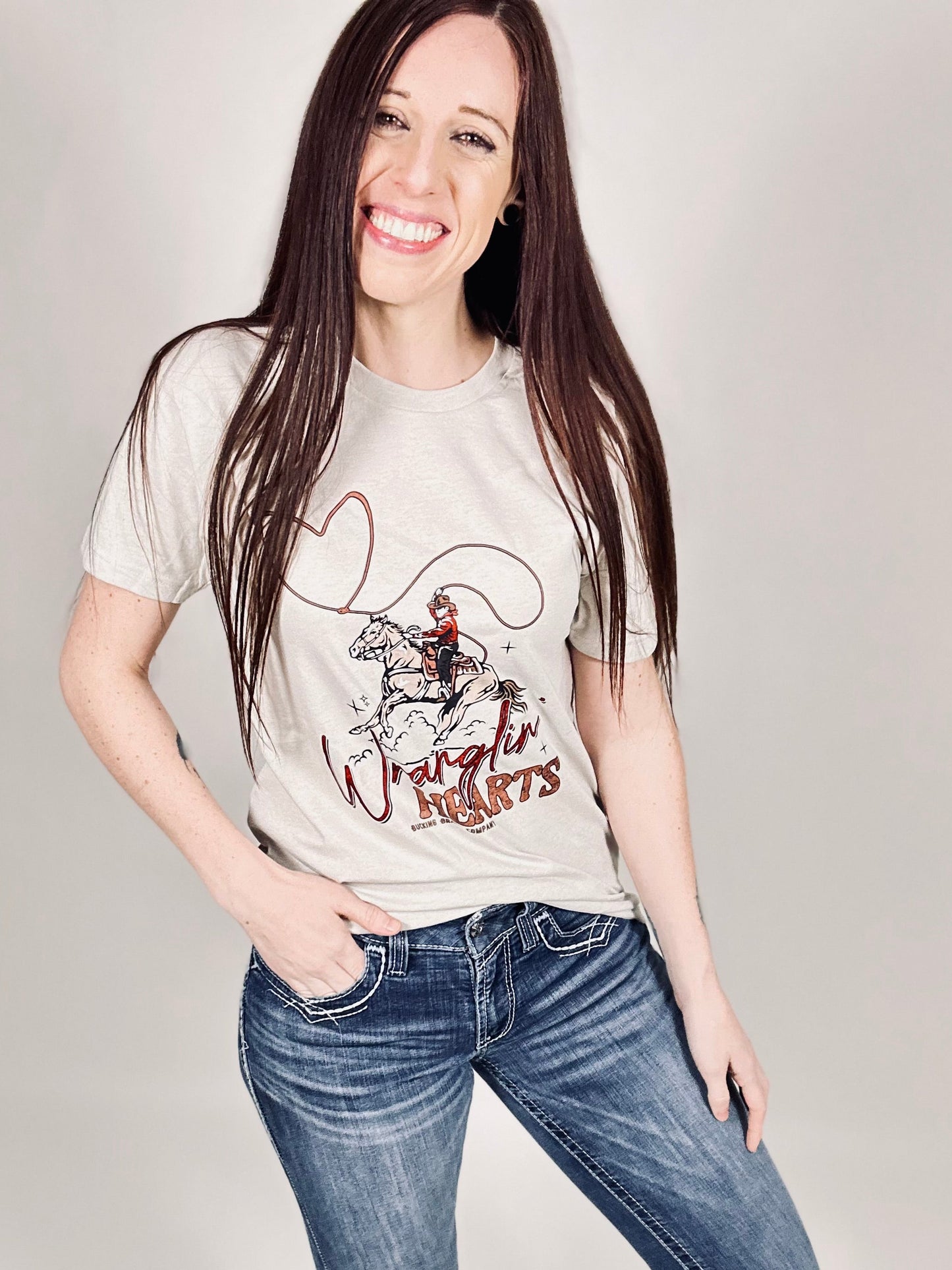 ‘Wranglin Hearts’ Sand Tee
