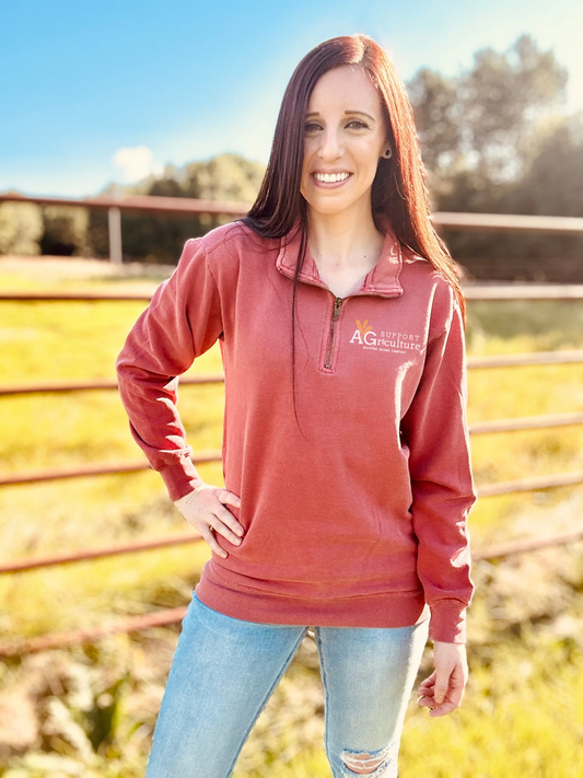Support Agriculture Pink Quarter Zip