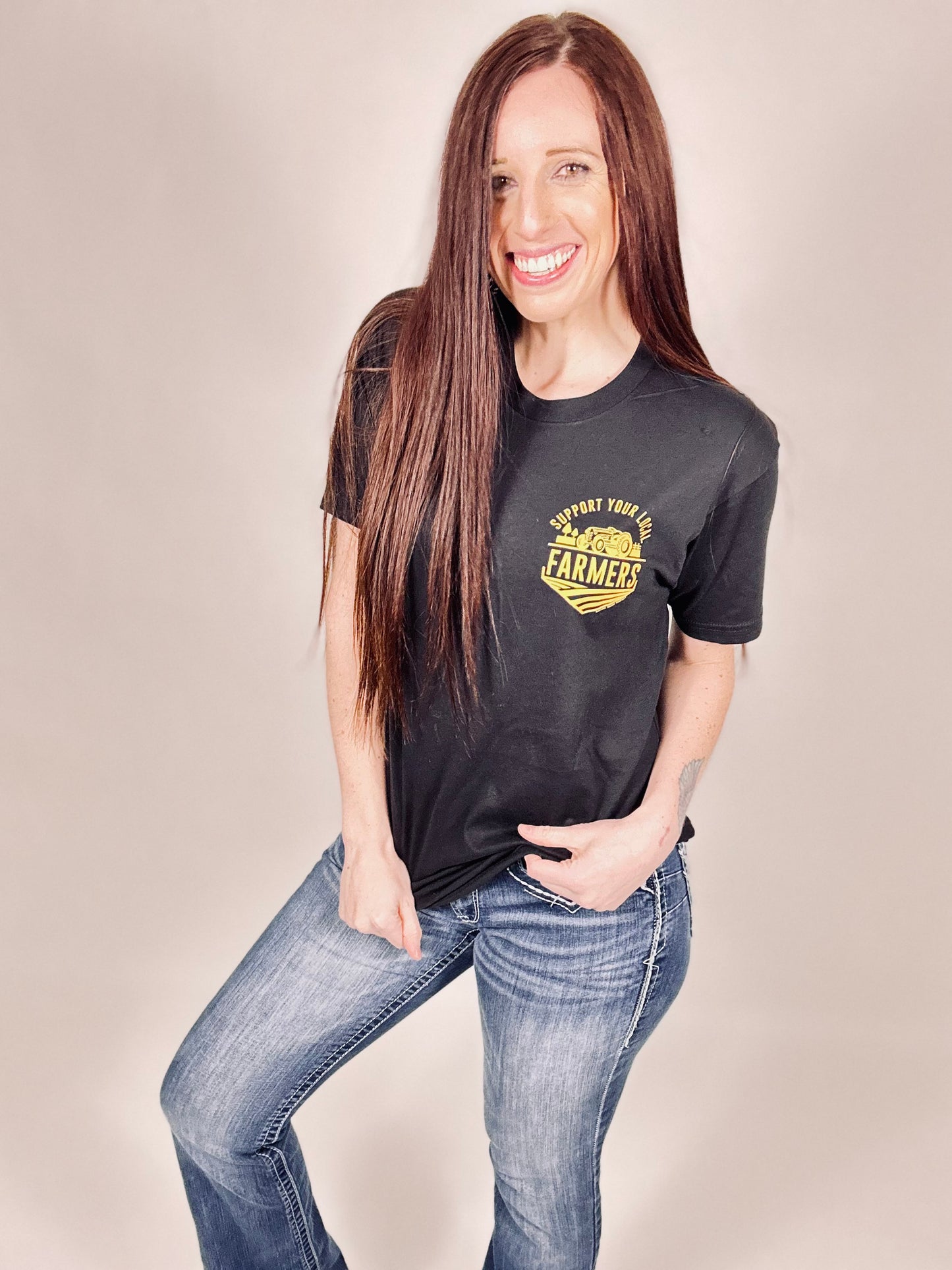 ‘Support Your Local Farmers’ Black Tee