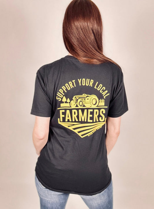 ‘Support Your Local Farmers’ Black Tee