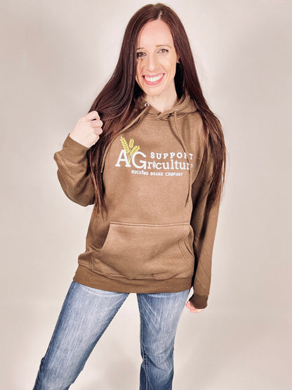 ‘Support Agriculture’ Brown Hoodie