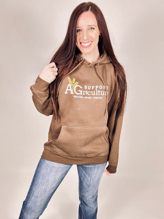 ‘Support Agriculture’ Brown Hoodie