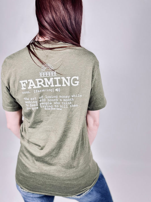 ‘Farming Definition’ Olive Green Tee