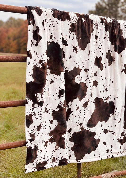 Cow Print Plush Throw Blanket