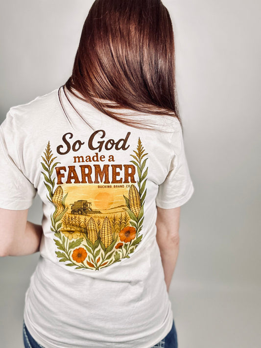 ‘So God Made A Farmer’ Vintage White Tee