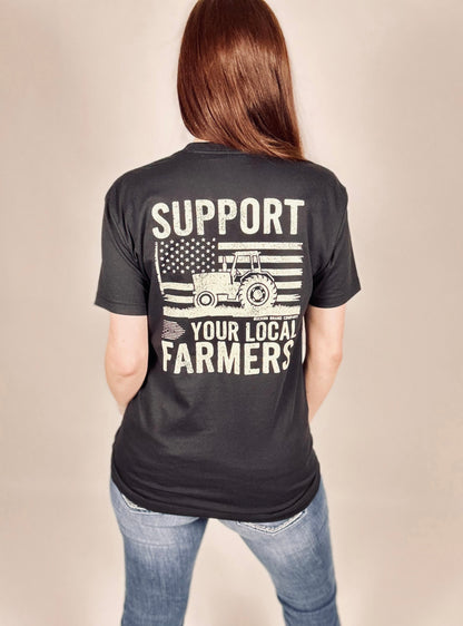 ‘Support Your Local Farmers/Flag’ Black Tee