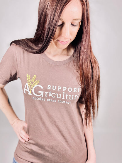 ‘Support Agriculture’ Brown Tee