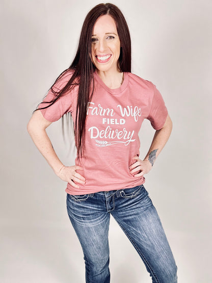 ‘Farm Wife Field Delivery’ Mauve Tee