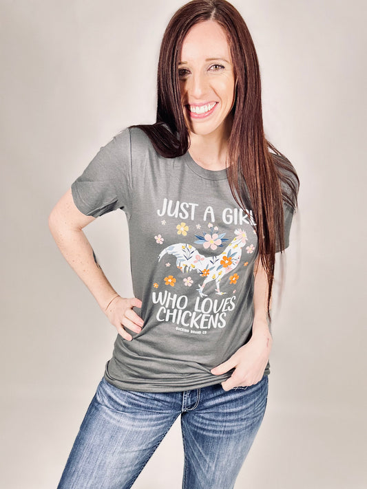 ‘Just A Girl Who Loves Chickens’ Charcoal Tee