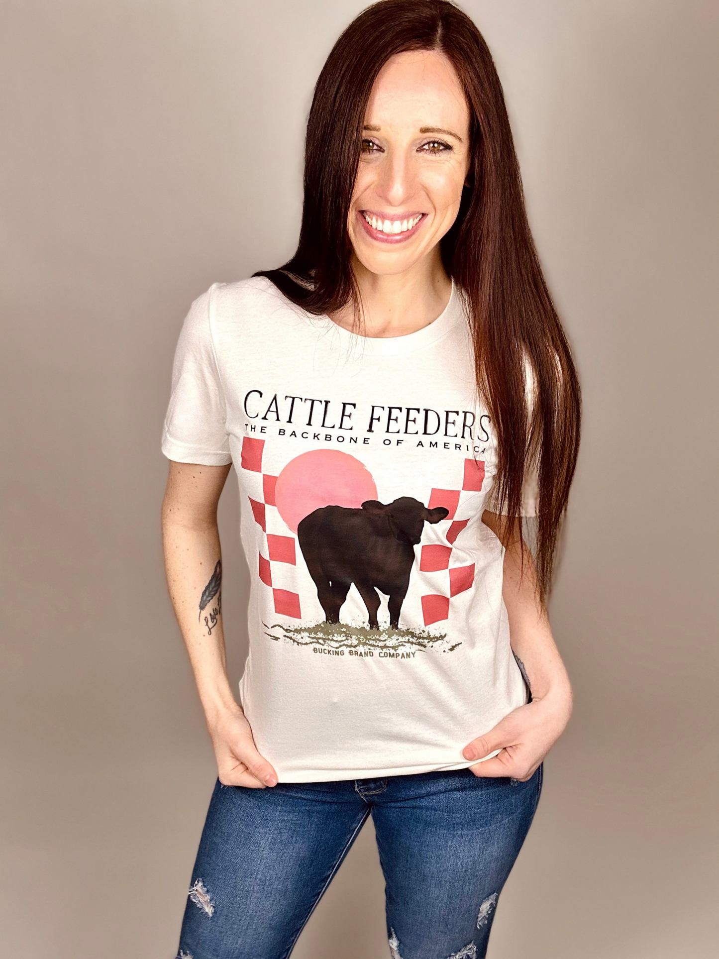 ‘Cattle Feeders: The Back Bone Of America’ Vintage White Tee