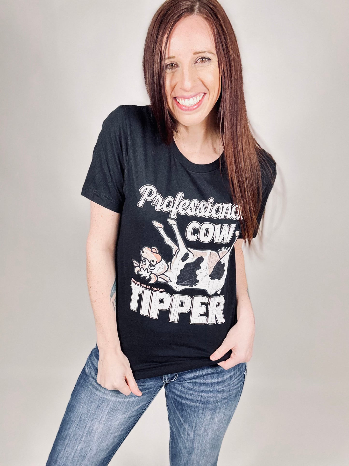 Professional Cow Tipper’ Black Tee