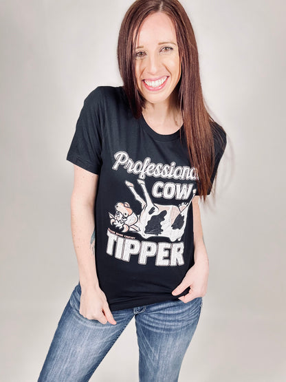 Professional Cow Tipper’ Black Tee