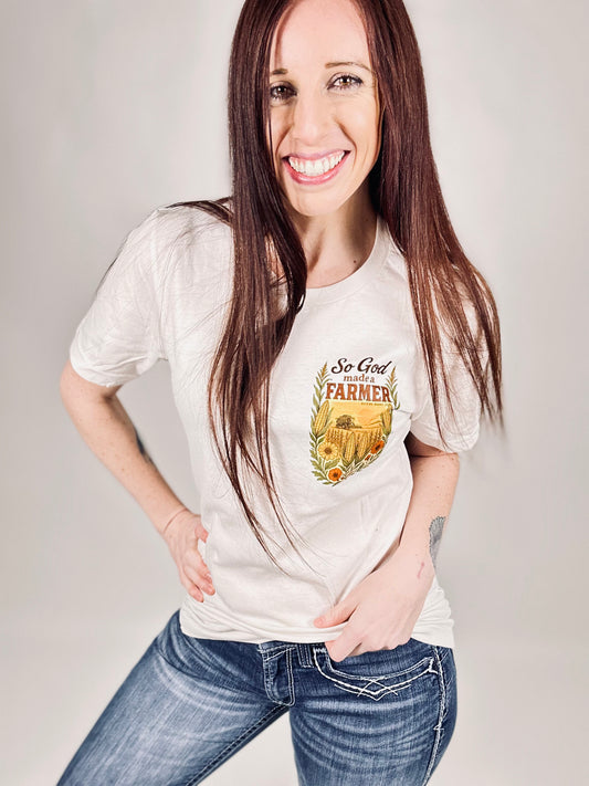 ‘So God Made A Farmer’ Vintage White Tee