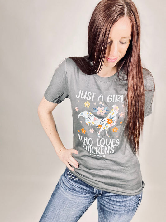 ‘Just A Girl Who Loves Chickens’ Charcoal Tee