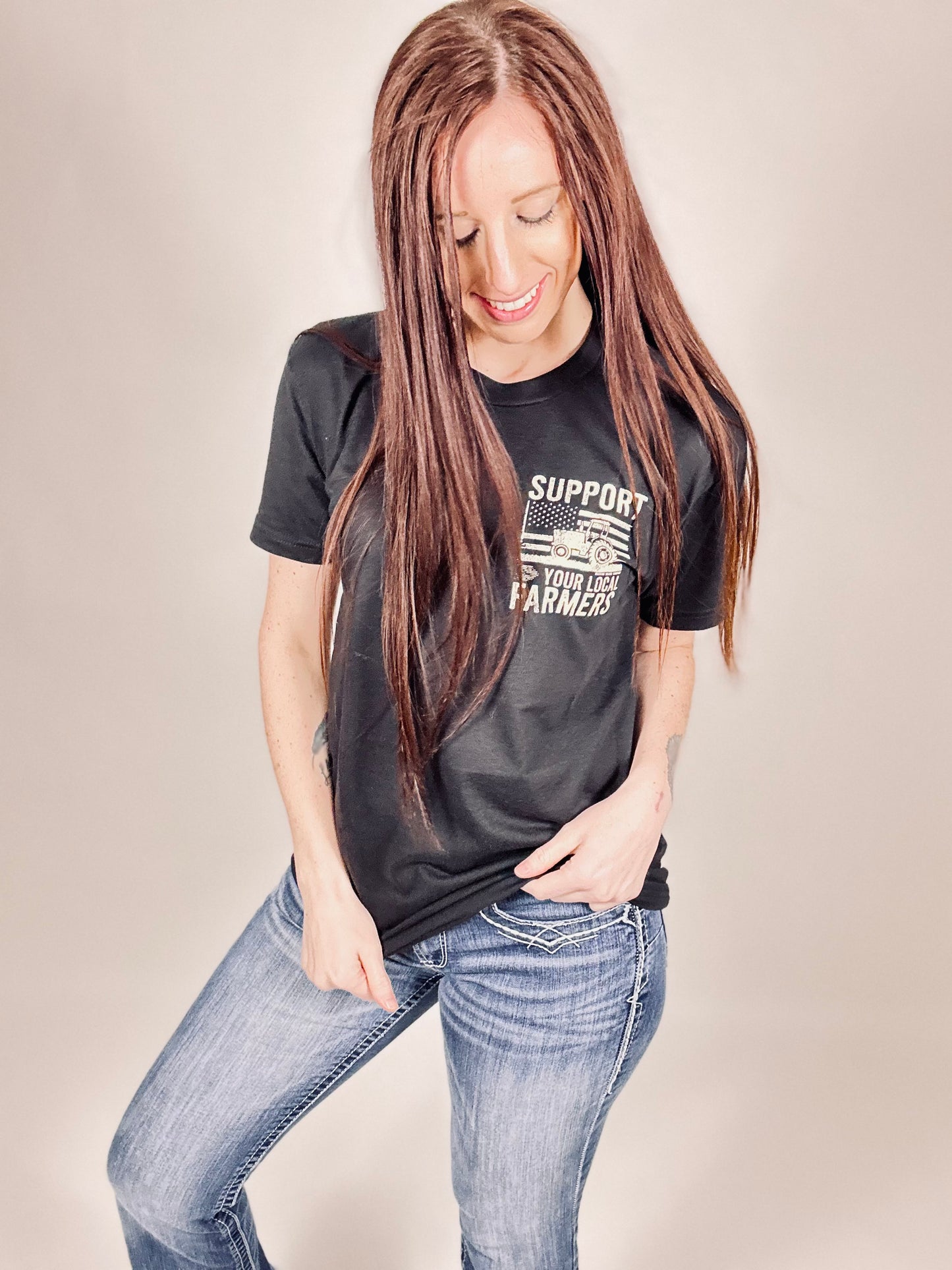 ‘Support Your Local Farmers/Flag’ Black Tee