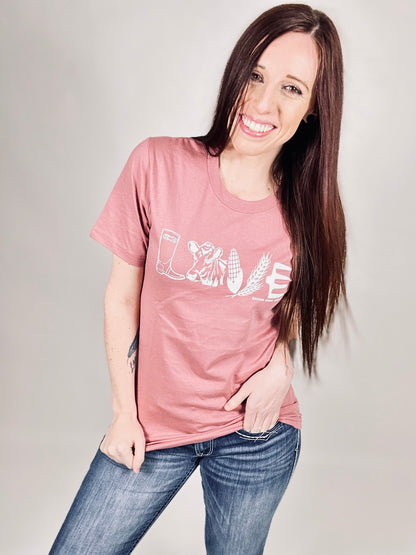‘Farm Love’ Mauve Tee