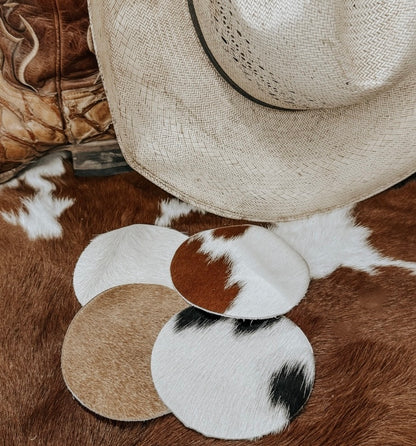 Cowhide Coaster Set