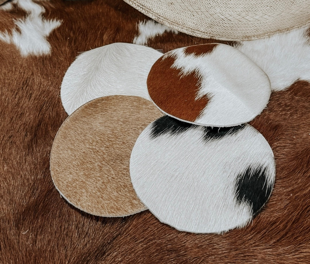 Cowhide Coaster Set