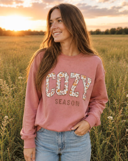 Fall Floral 'cozy Season' Crewneck
