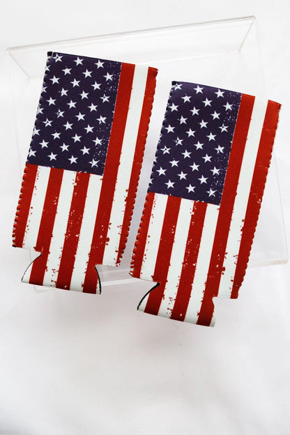 Red, White, Blue Flag Tall Coozie 2-Pack
