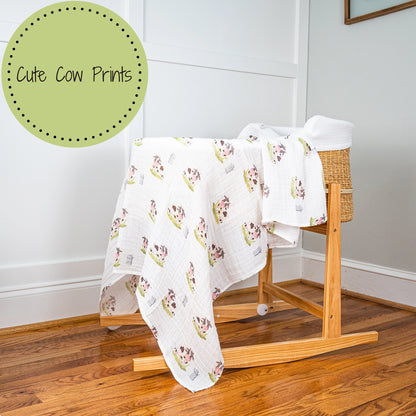 Moo Moo Here Farm Theme Baby Swaddle Blanket