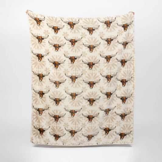 Western Cow Plush Throw Blanket