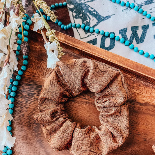 Western Leather Print  Scrunchie