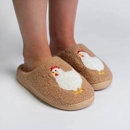 Brown Chicken Slippers- Adult