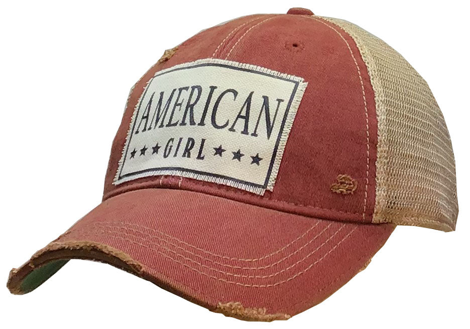American Girl Distressed Trucker Hat
