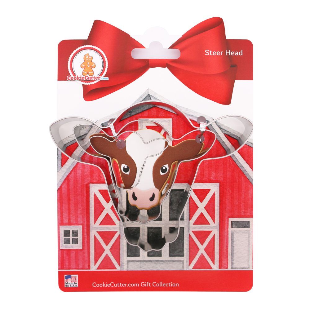 Steer Head Nested Cookie Cutter 3 Piece Set with Recipe Card