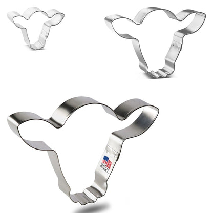 Steer Head Nested Cookie Cutter 3 Piece Set with Recipe Card