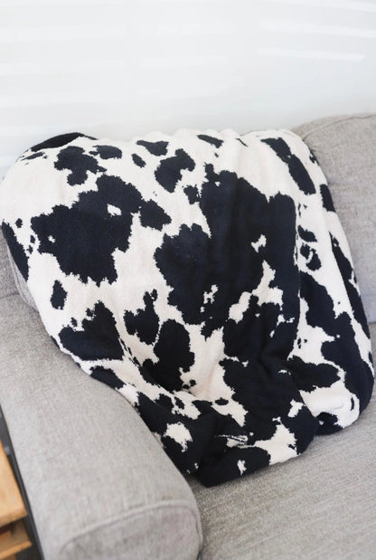 Black Cowhide Throw Blanket