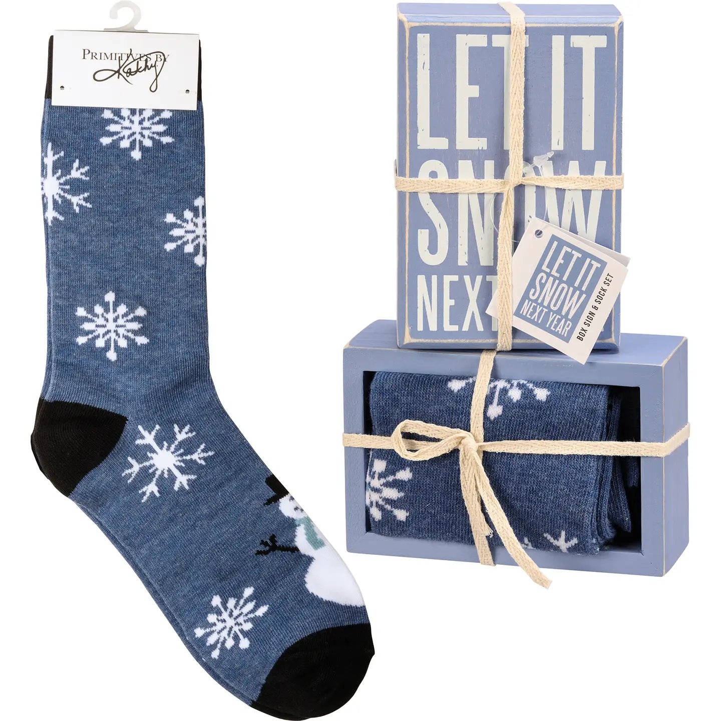 Let It Snow Next Year Box Sign and Sock Set