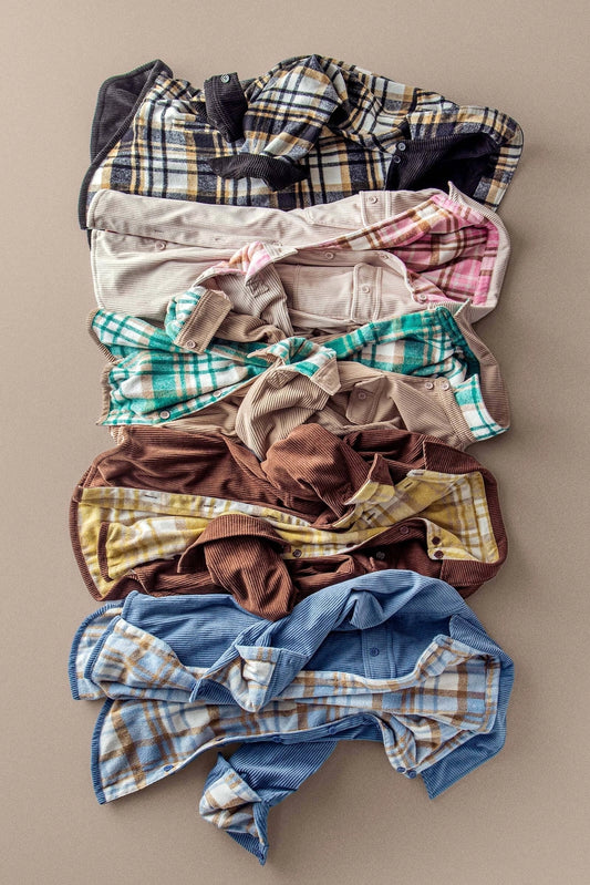 Plaid Flannel-Lined Corduroy Shacket