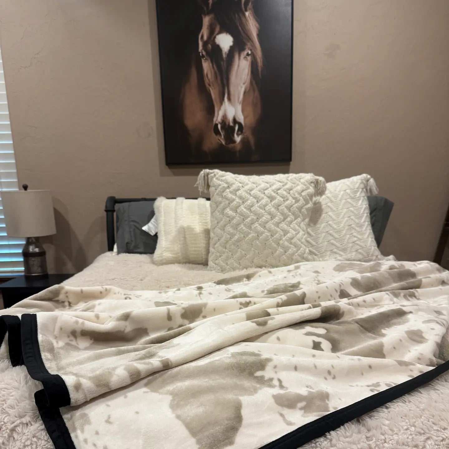 Plush Cowprint Large Throw Blanket