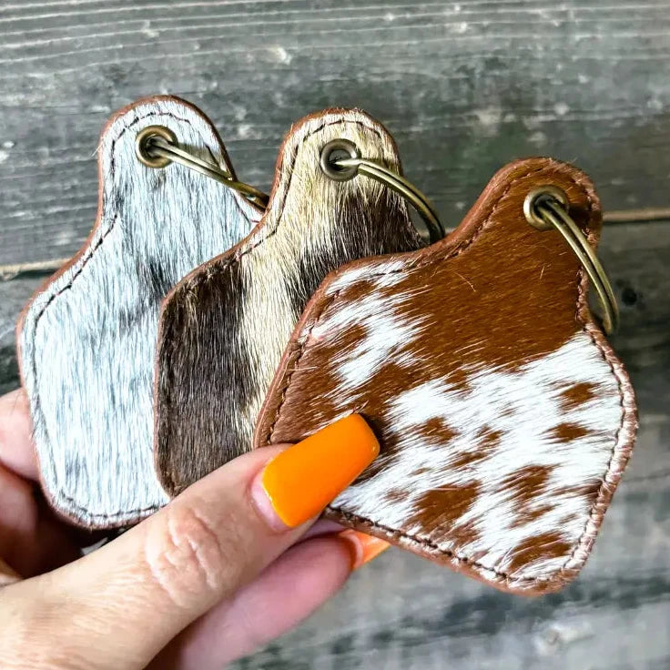 Cowhide Cowtag Keychain