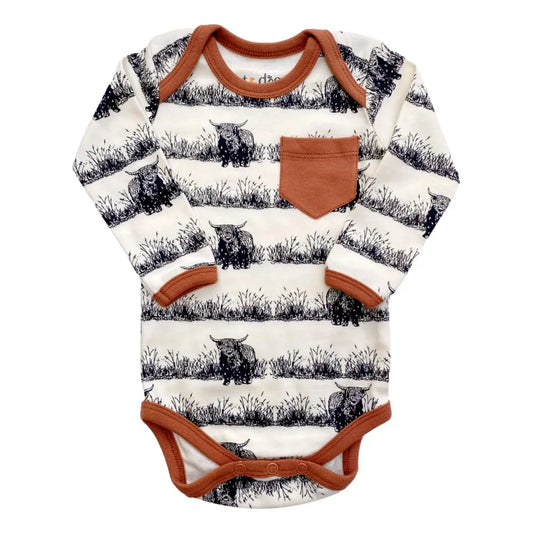 Highland Cow Organic Cotton Long Sleeve Bodysuit